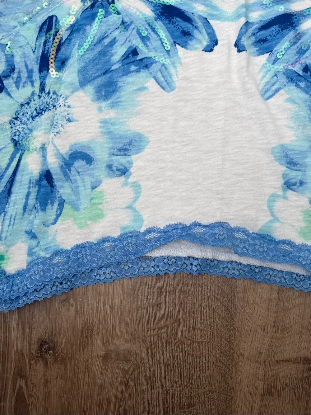 Justice Girls Blue Floral Sequin Tank Top, Size 12